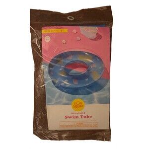 Sun Squad Inflatable Donut Swim Tube Pool Float - Blue with Fruit  31 Inch